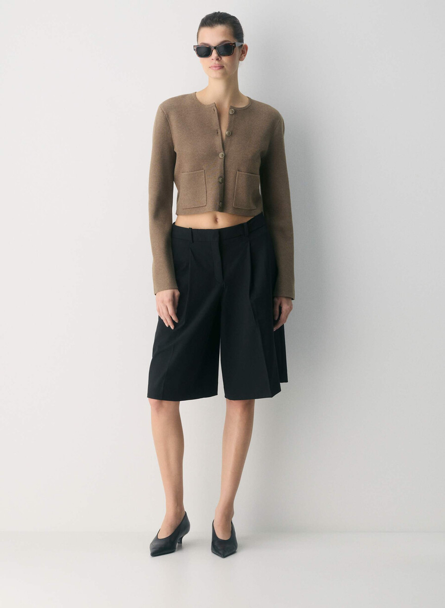 cardigan notevole - wonder yarn heather folio brown