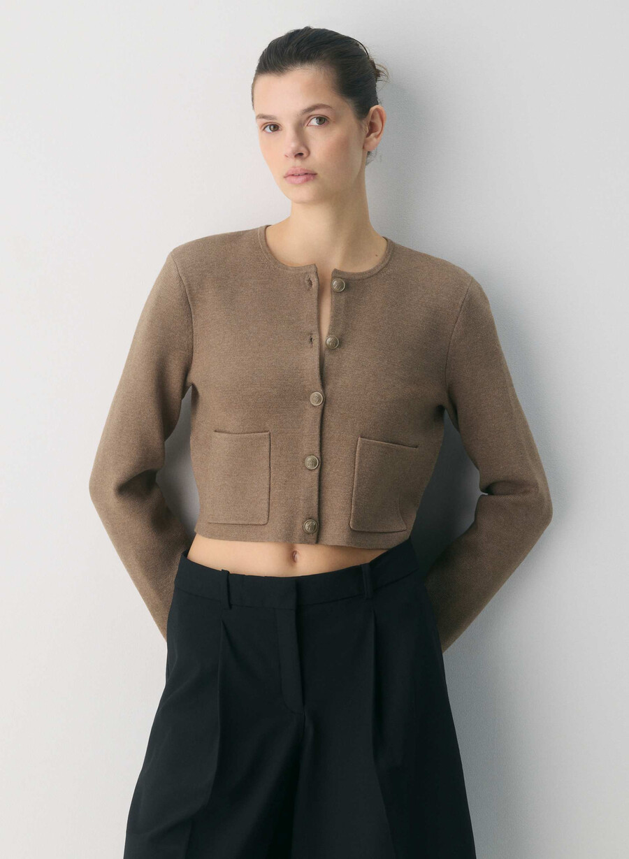 cardigan notevole - wonder yarn heather folio brown