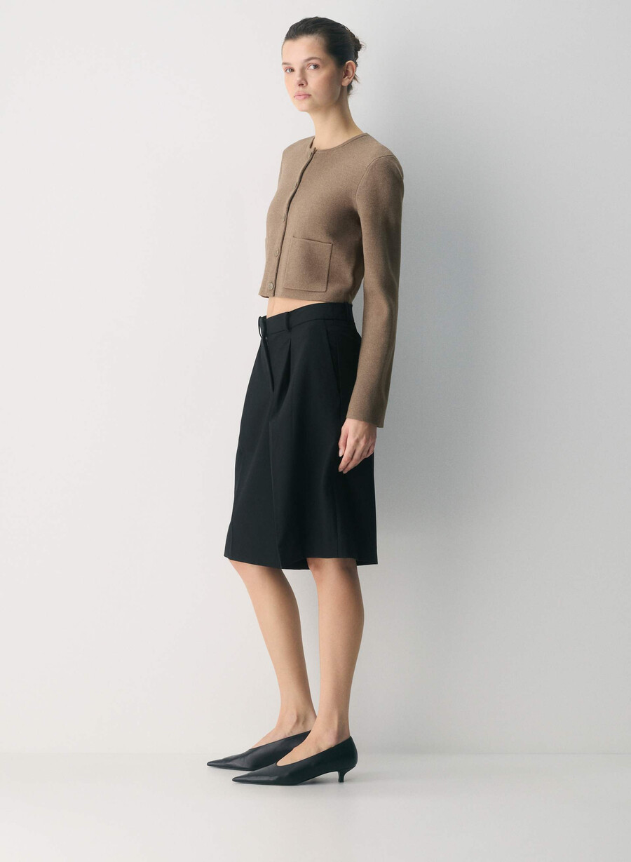 cardigan notevole - wonder yarn heather folio brown