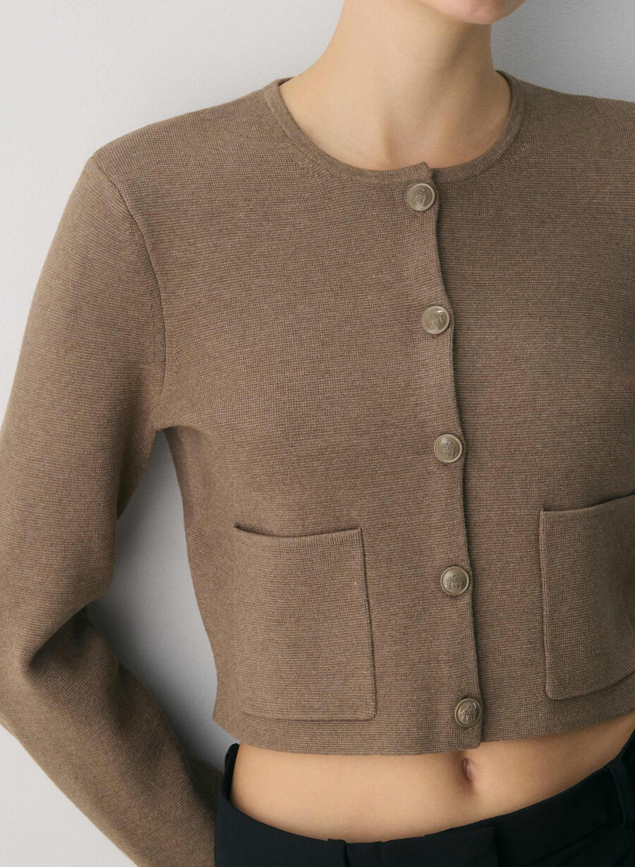 cardigan notevole - wonder yarn heather folio brown