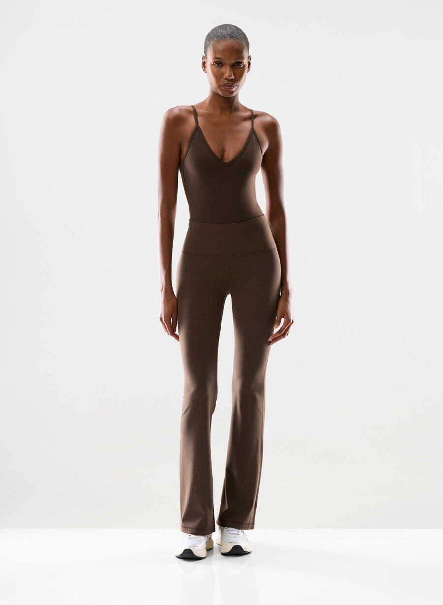 body essenziale con scollo a v life colore marrone mocha intenso