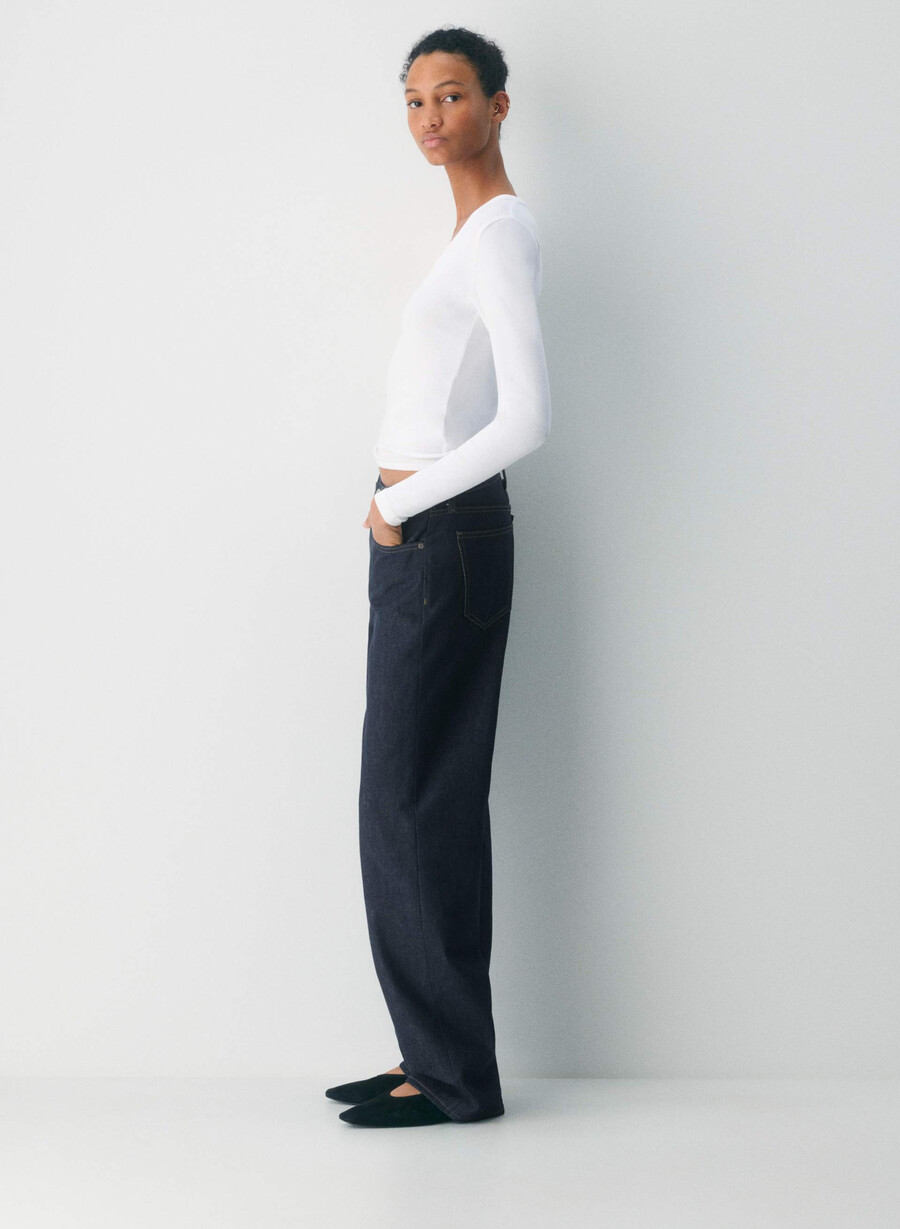 maglia a maniche lunghe homestretch rib deep v-neck white