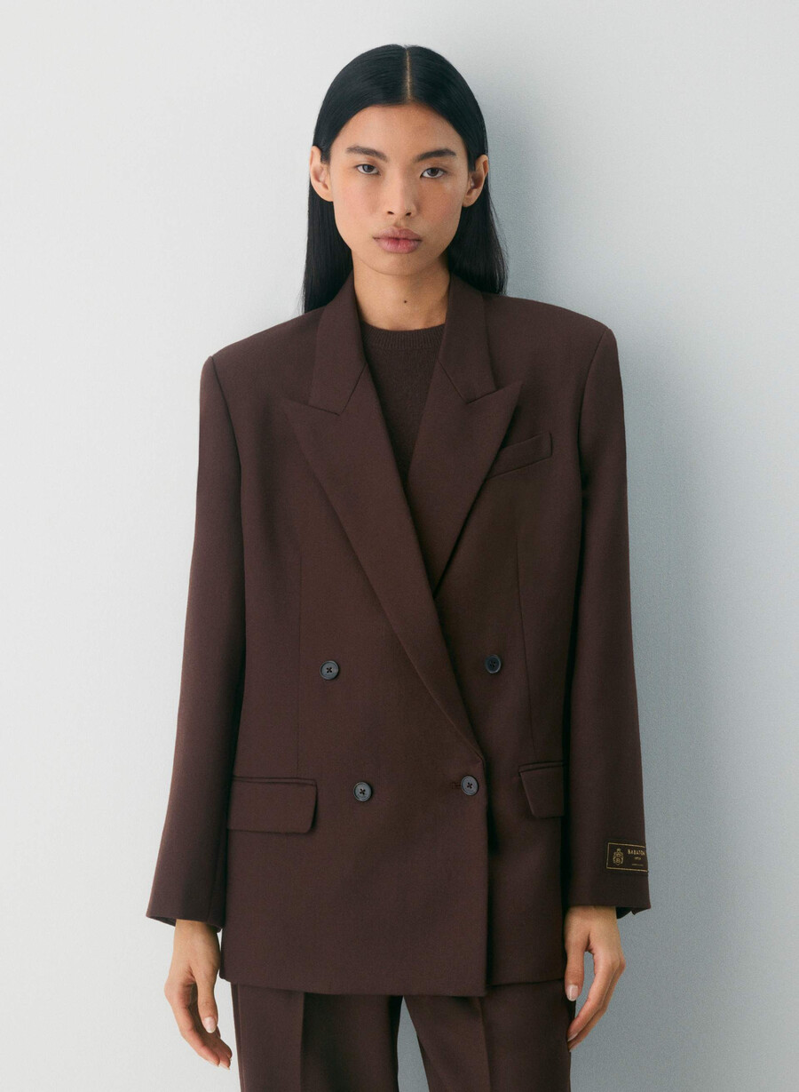 blazer in lana fulton burlwood marrone