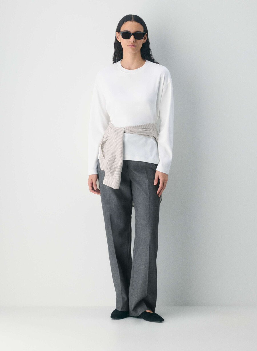 maglia a maniche lunghe interlock cotton steps bianco