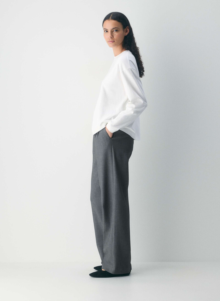 maglia a maniche lunghe interlock cotton steps bianco