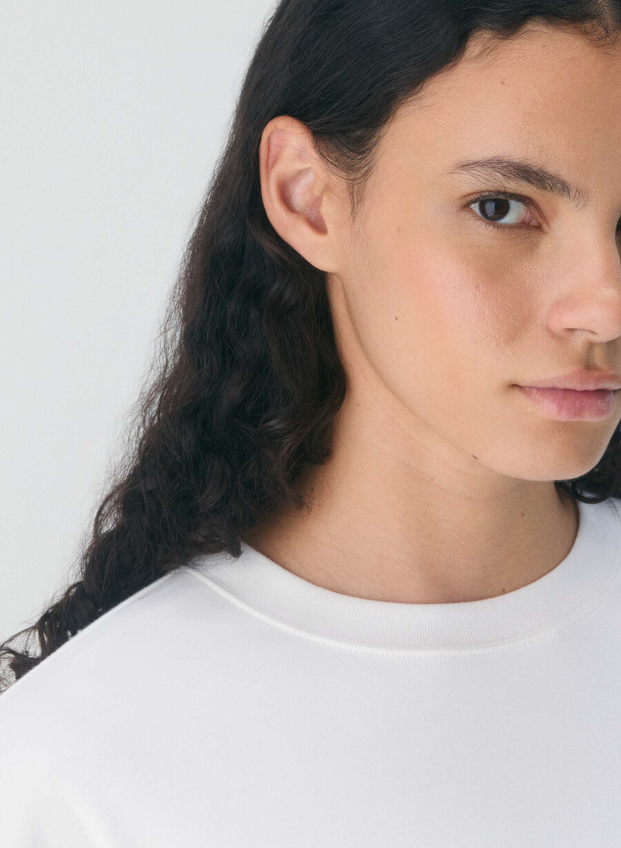 maglia a maniche lunghe interlock cotton steps bianco