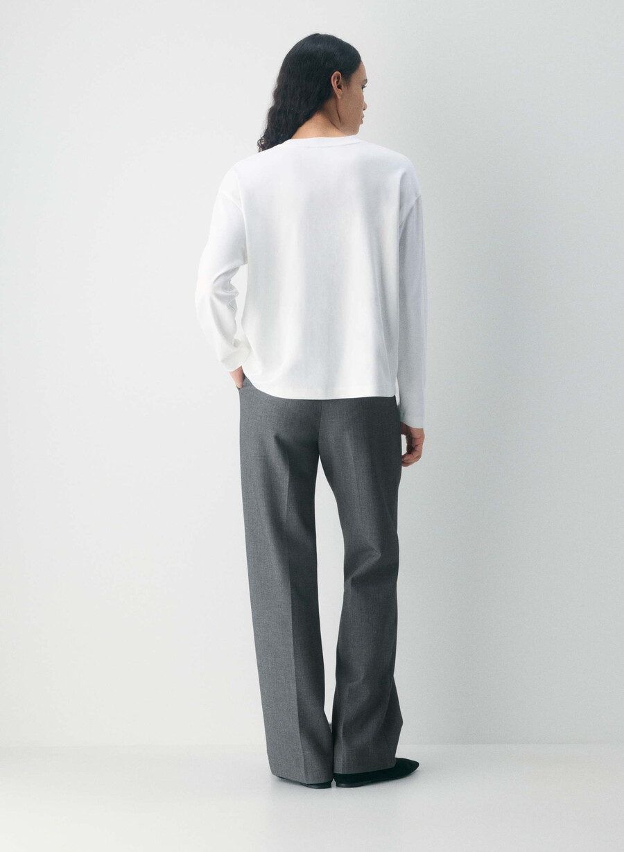 maglia a maniche lunghe interlock cotton steps bianco