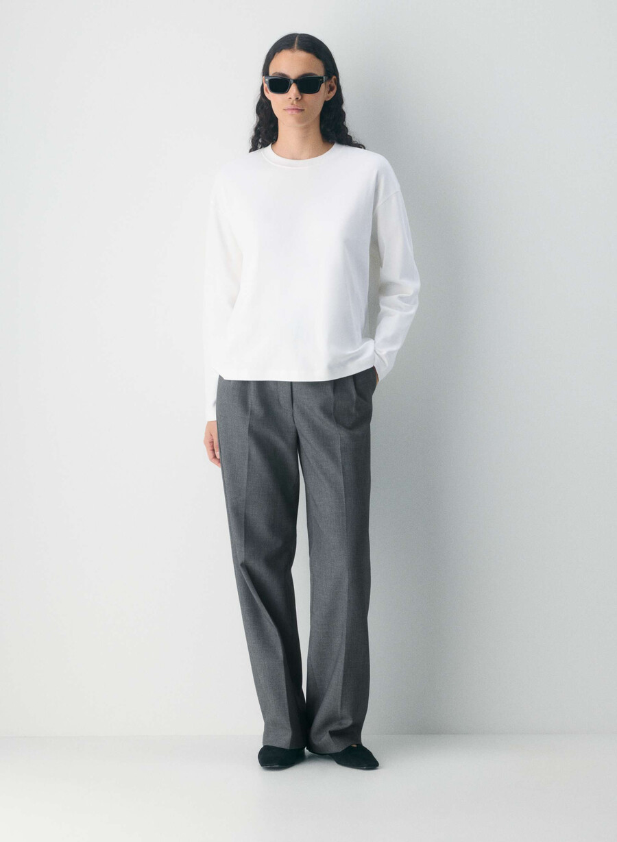 maglia a maniche lunghe interlock cotton steps bianco