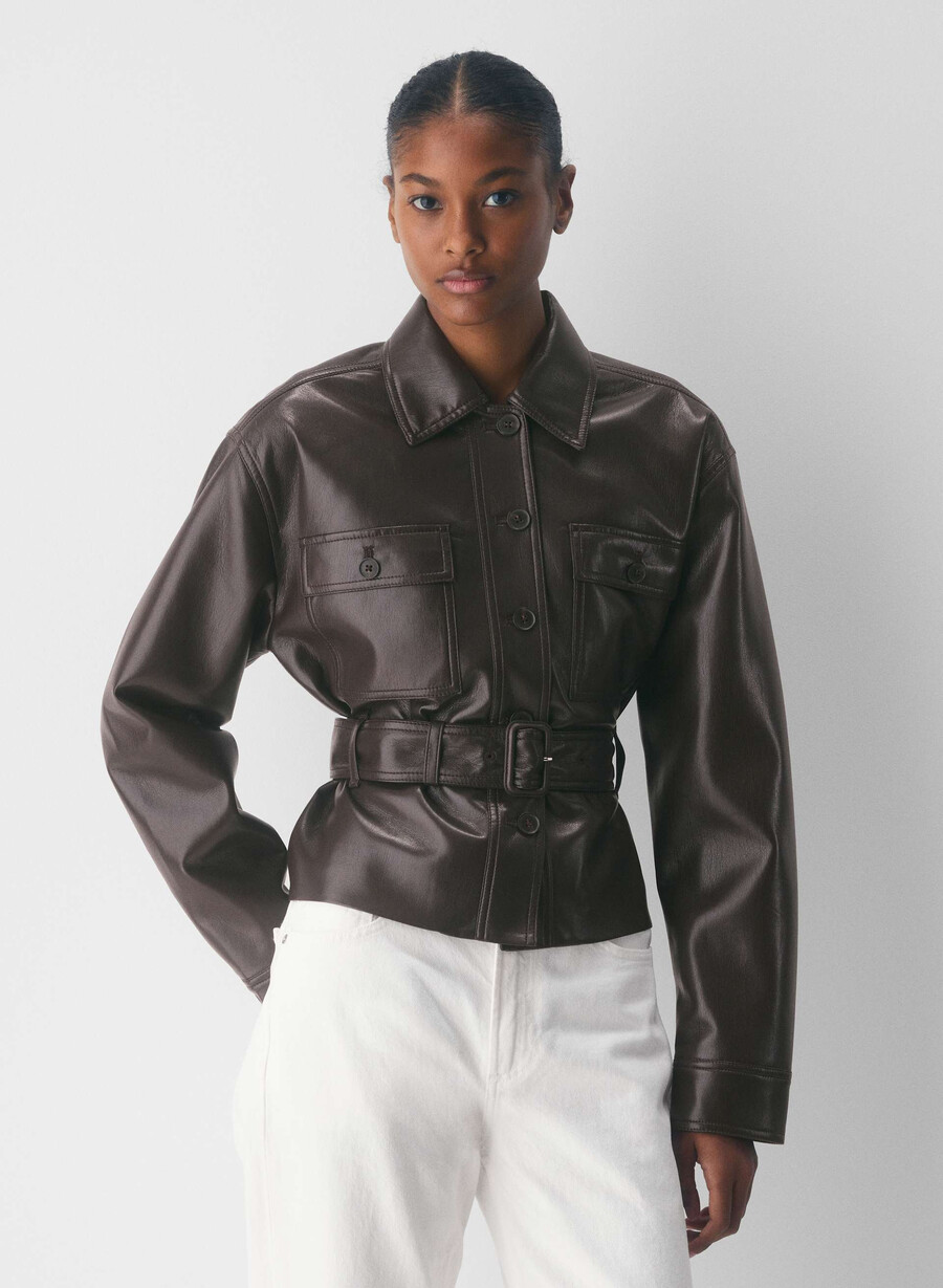giacca kerr - unreal leather rich mocha brown