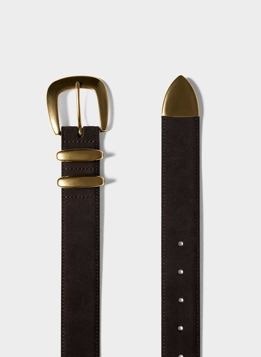 cintura larga leggendaria in pelle scamosciata in ottone massiccio colore marroneoro moderno