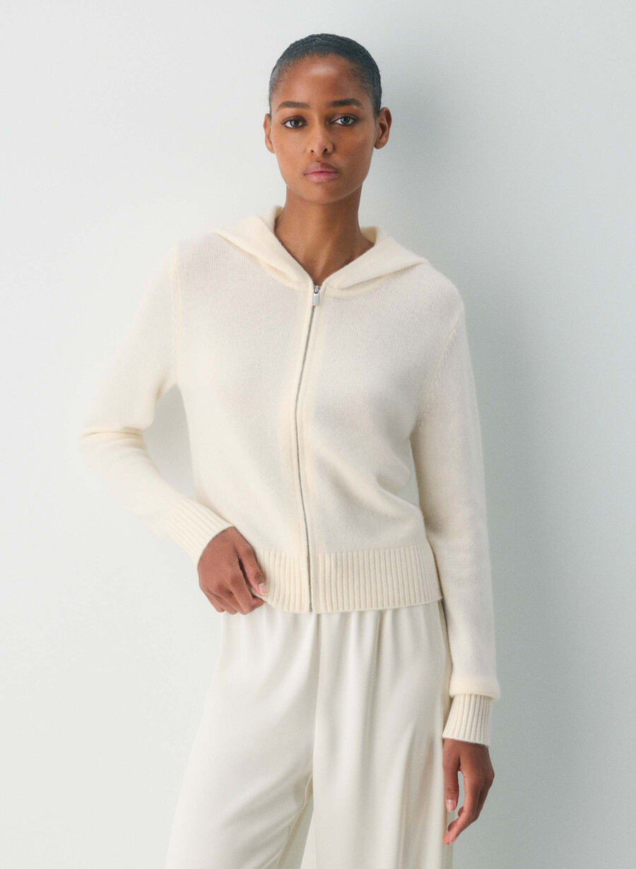 felpa con cappuccio essential cashmere idyllic zip whisper white