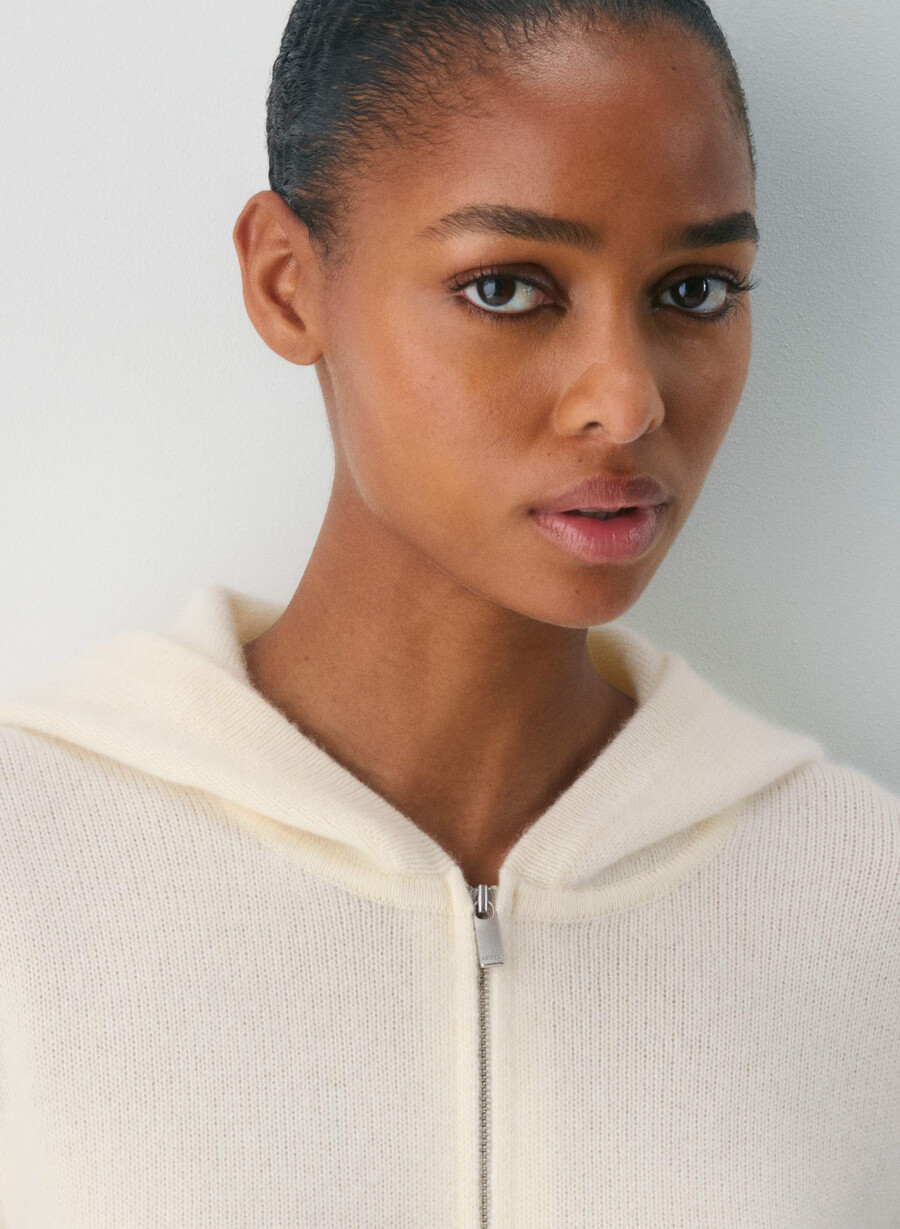 felpa con cappuccio essential cashmere idyllic zip whisper white
