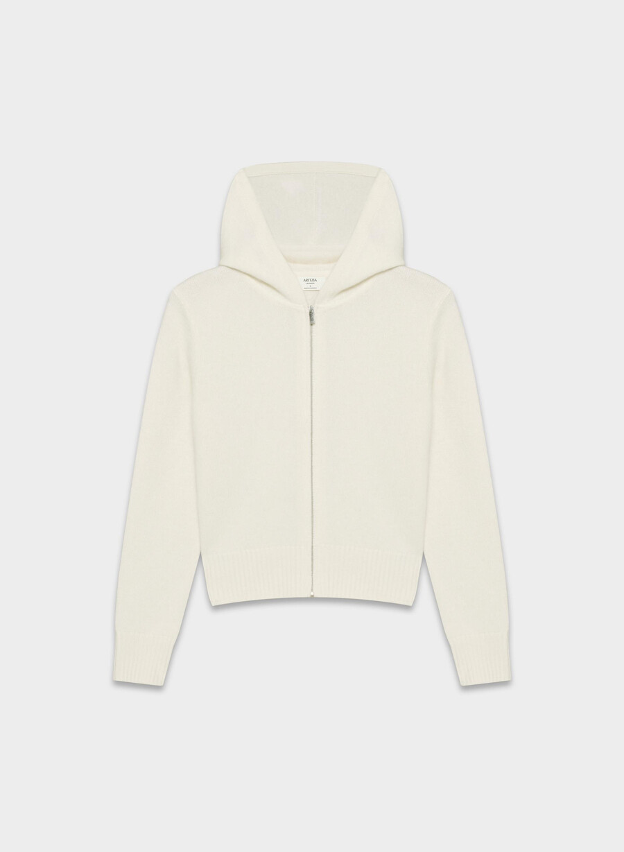 felpa con cappuccio essential cashmere idyllic zip whisper white