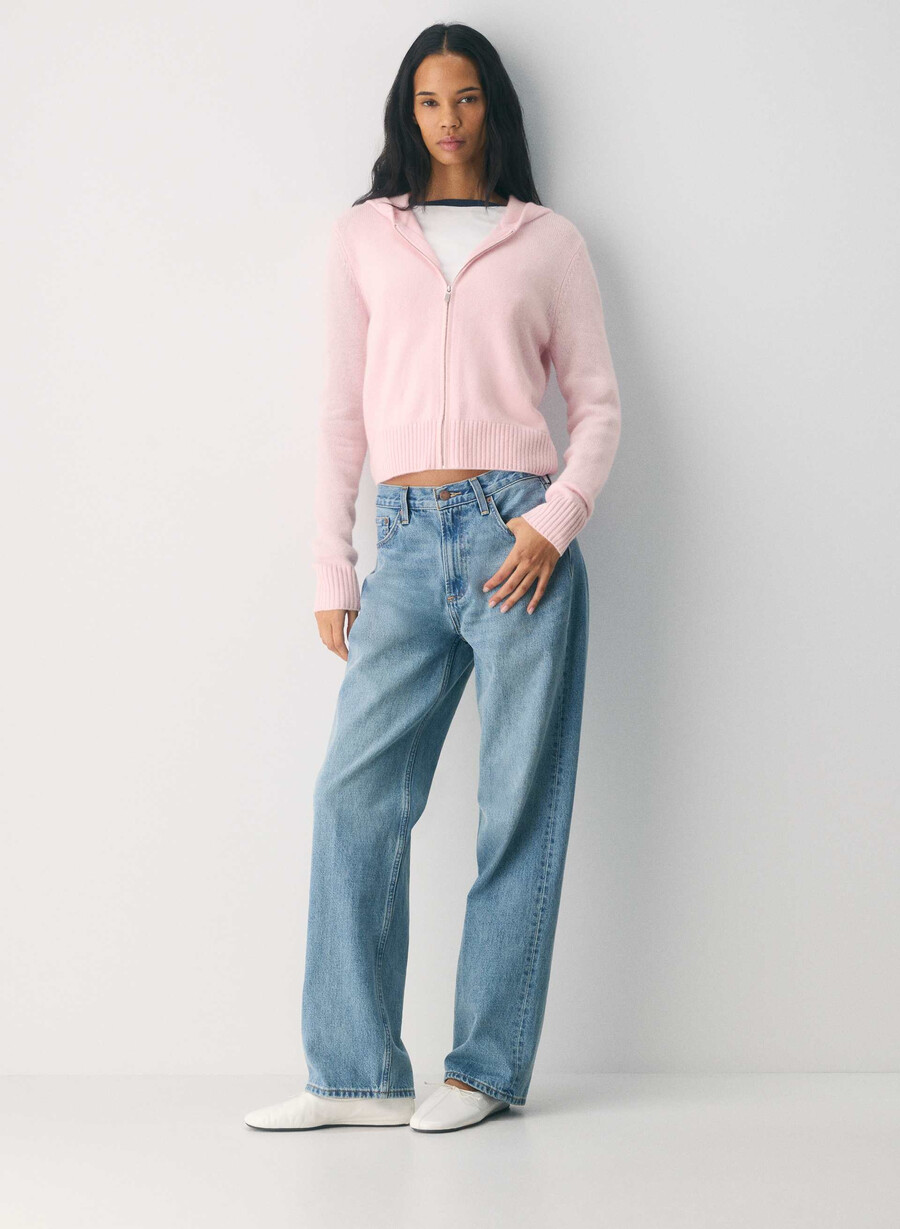 felpa con cappuccio essential cashmere idyllic zip pink villa