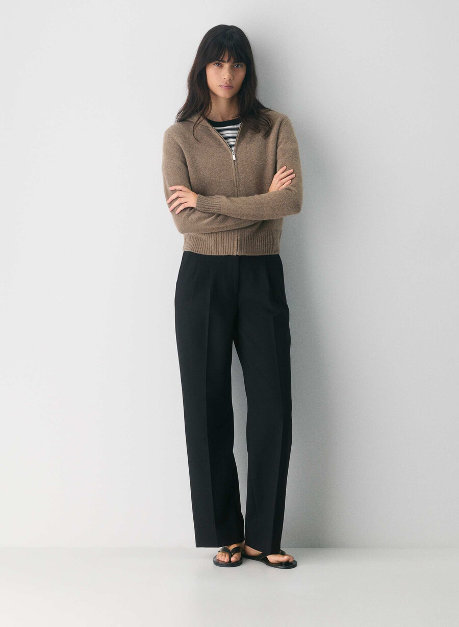 felpa con cappuccio essential cashmere idyllic zip colore marrone melange