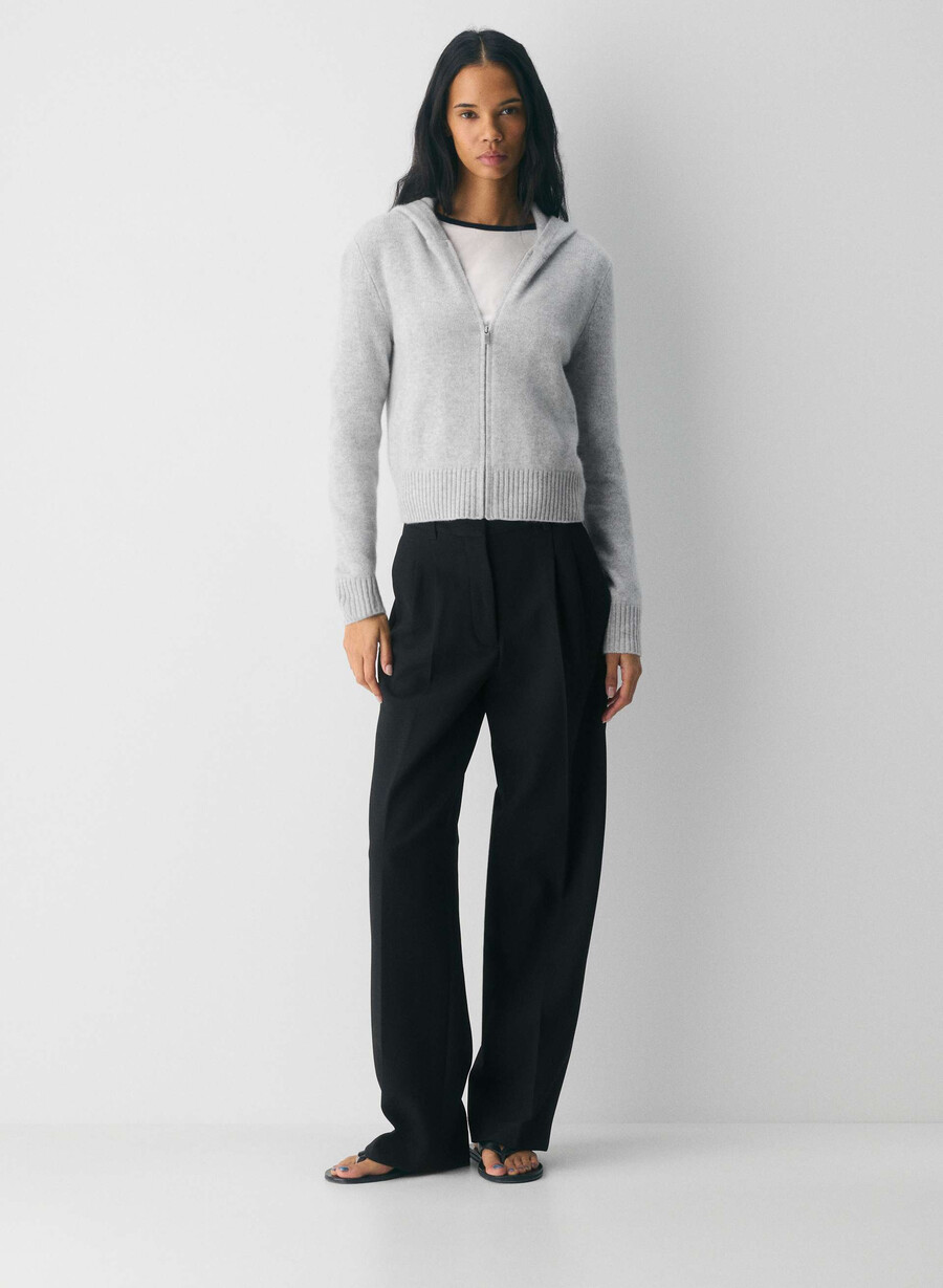 felpa con cappuccio essential cashmere idyllic zip heather chrome