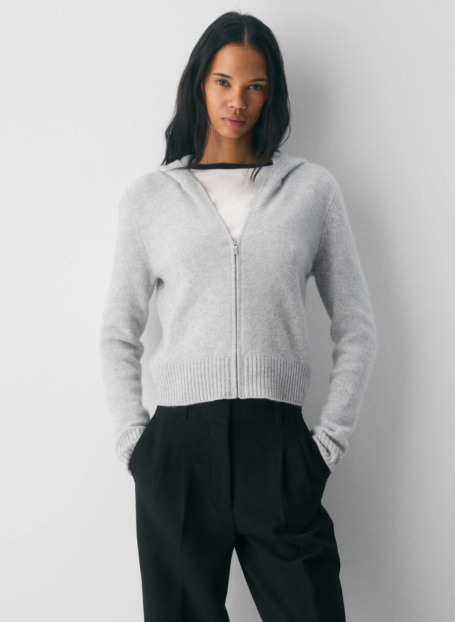 felpa con cappuccio essential cashmere idyllic zip heather chrome