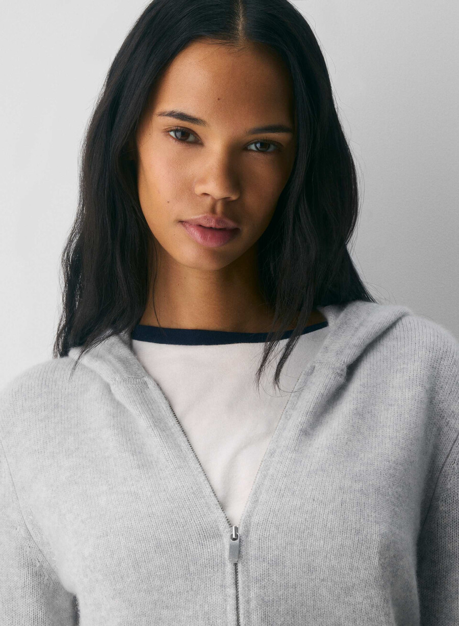 felpa con cappuccio essential cashmere idyllic zip heather chrome