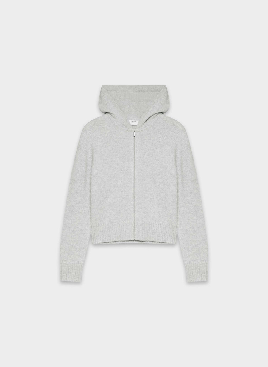 felpa con cappuccio essential cashmere idyllic zip heather chrome