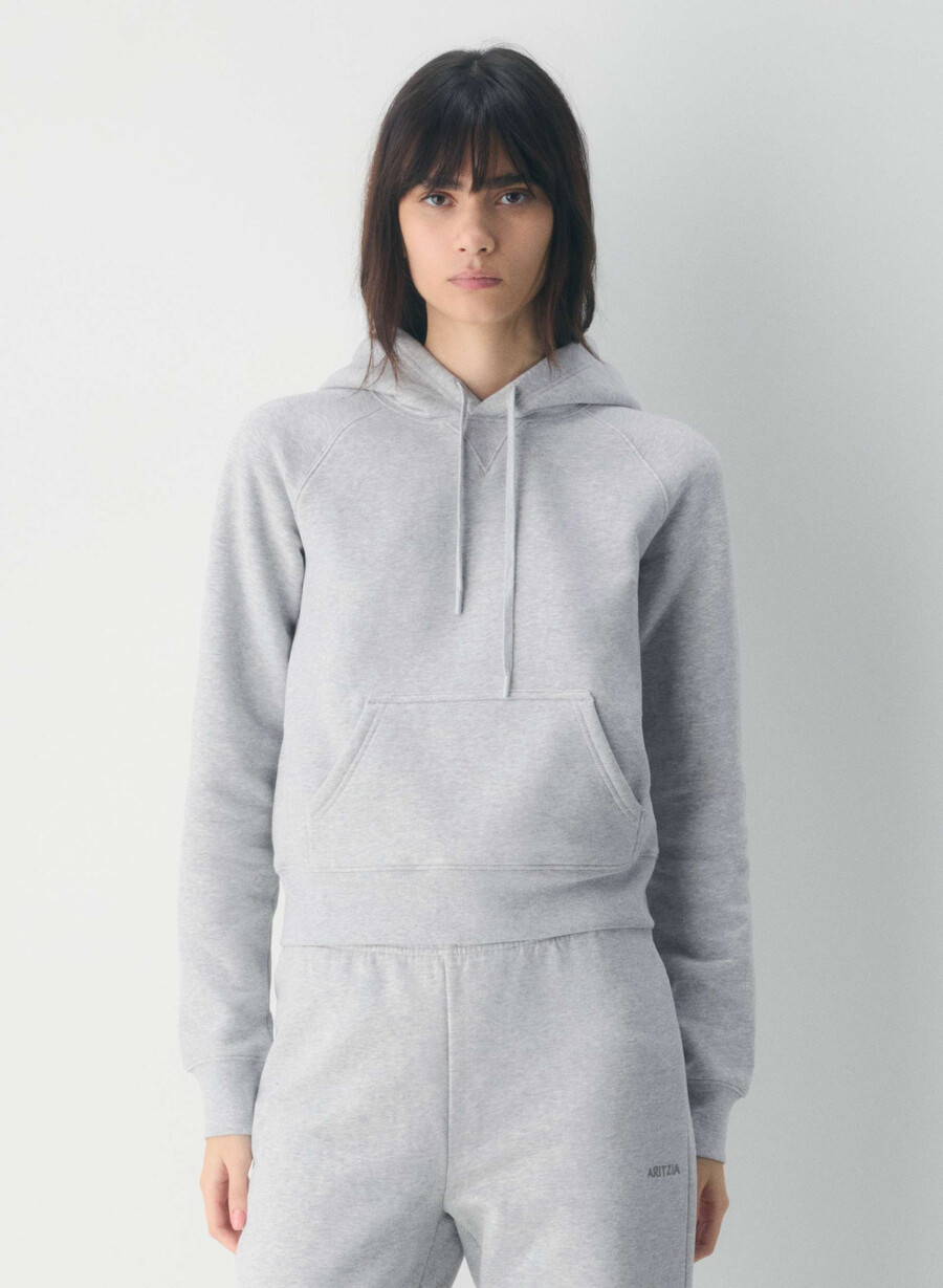 felpa con cappuccio raglan cozy sweatfleece heather chrome