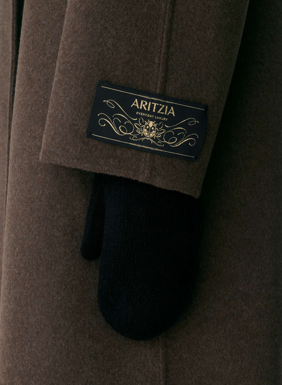 guanto a coste in cashmere nero