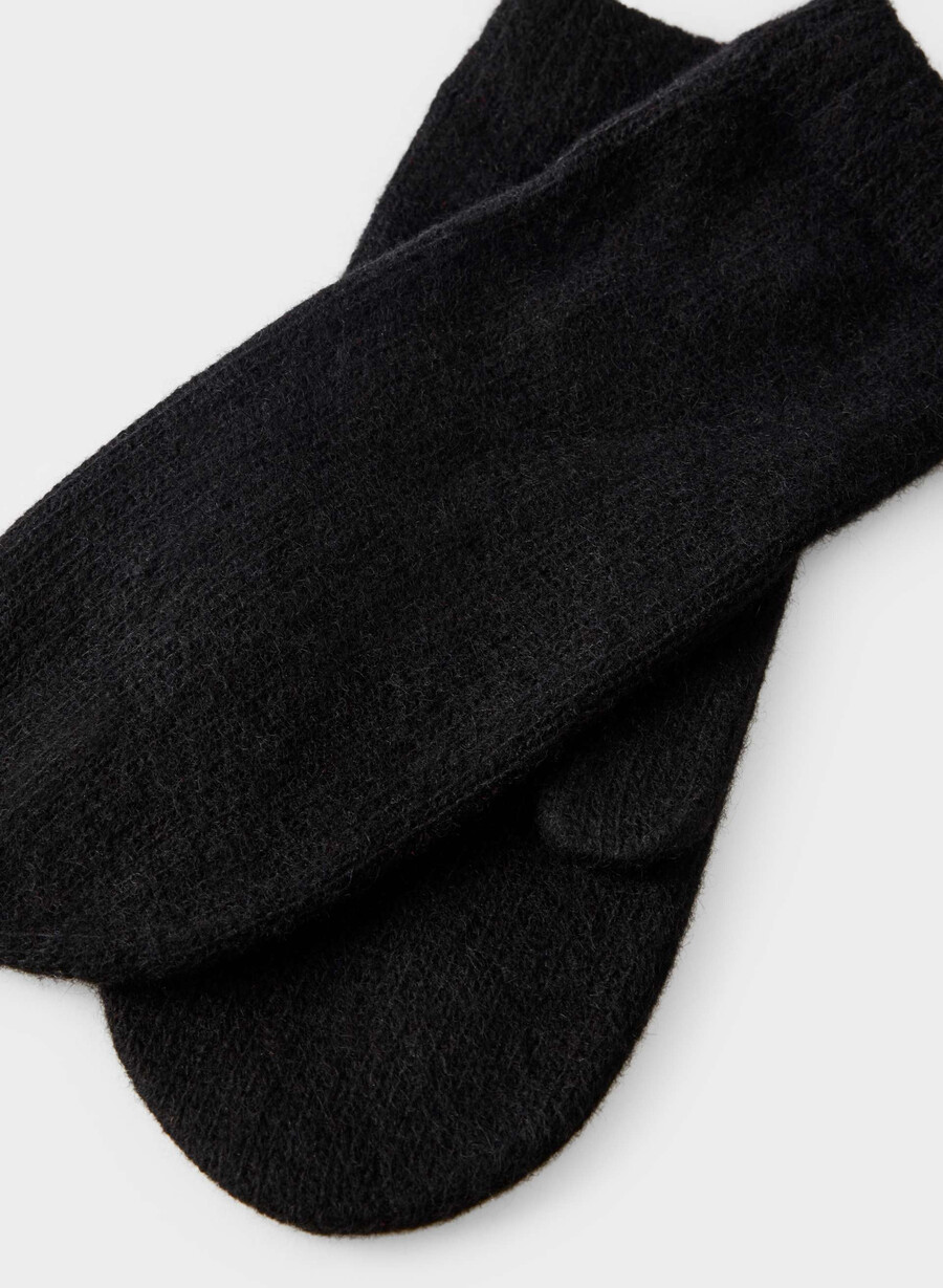 guanto a coste in cashmere nero