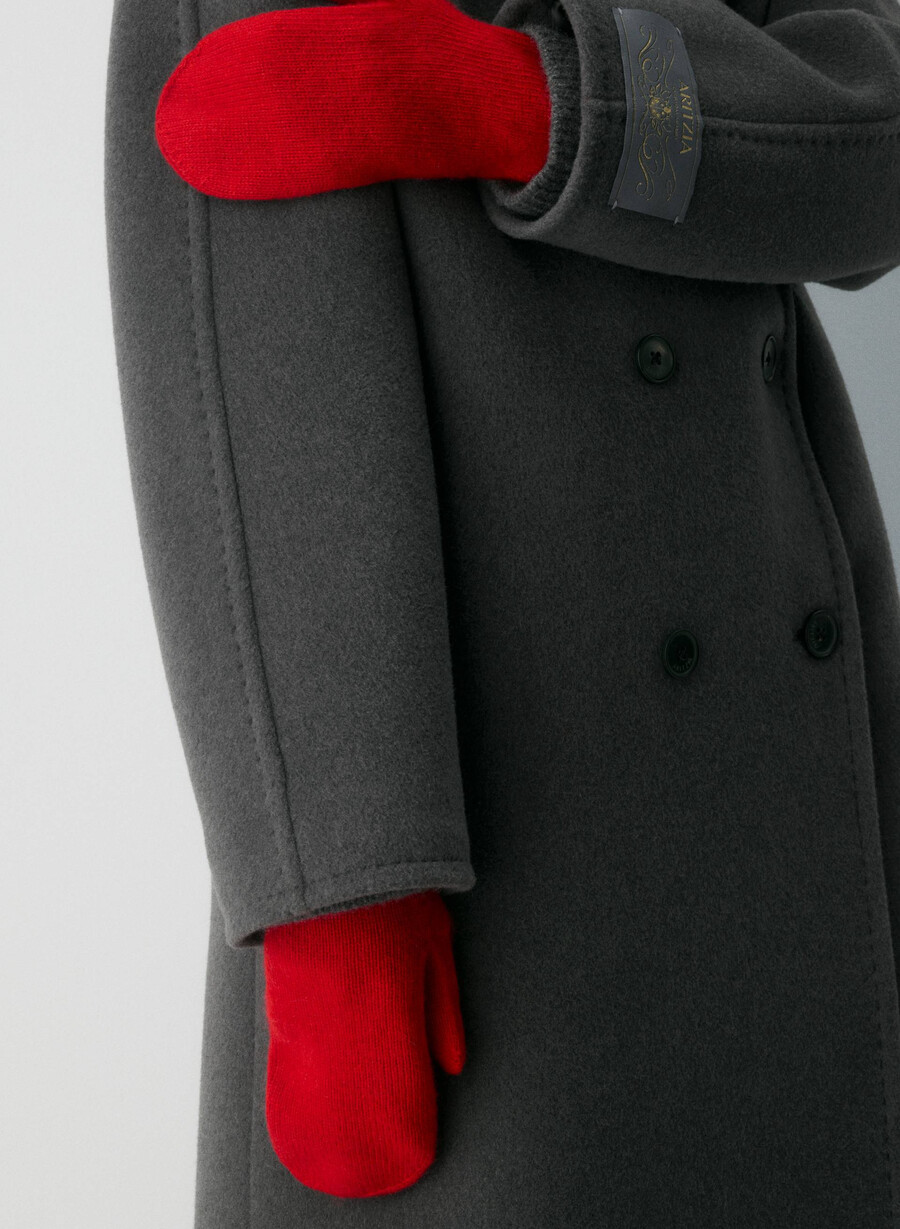 guanto a coste in cashmere rosso lampeggiante
