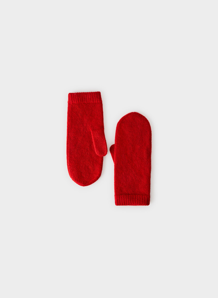 guanto a coste in cashmere rosso lampeggiante