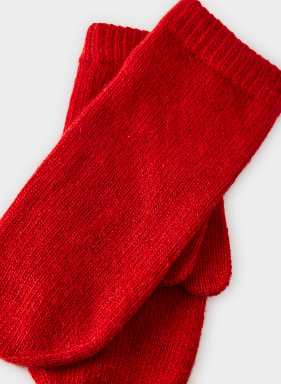 guanto a coste in cashmere rosso lampeggiante