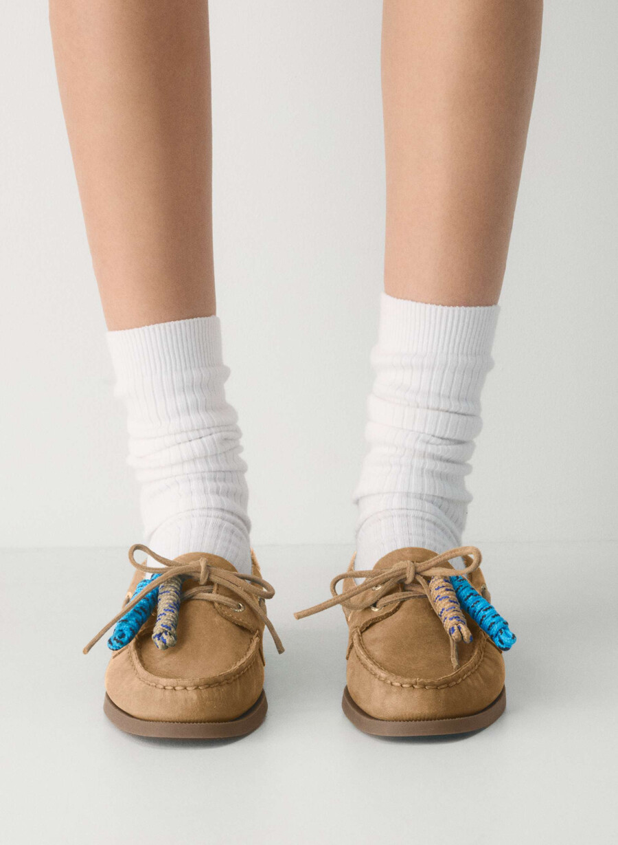 scarpe da barca sperry x aritzia ao - pelle nabuk tan khaki