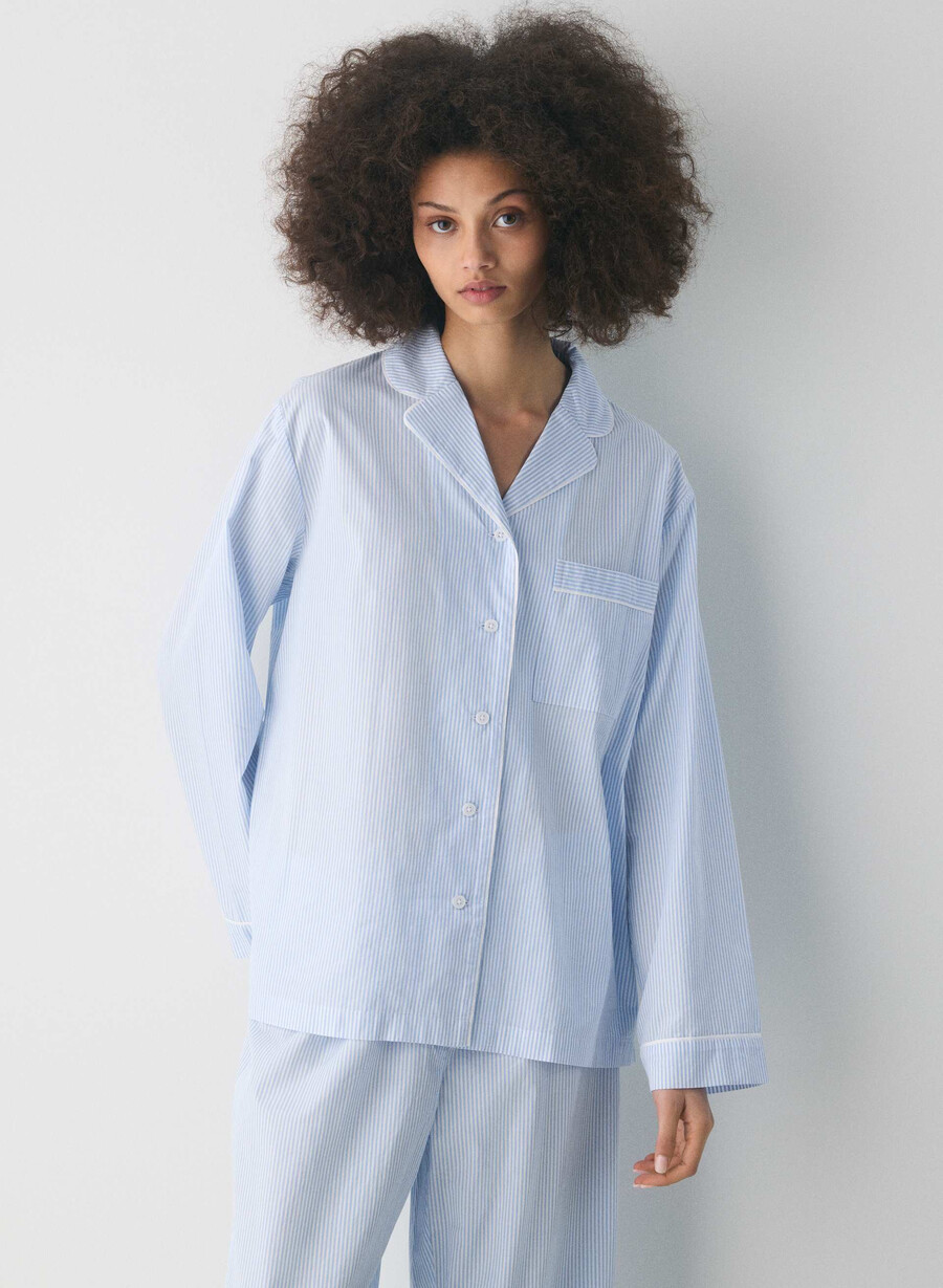 camicia da pigiama in popeline laze wlsn strp crfl blwh