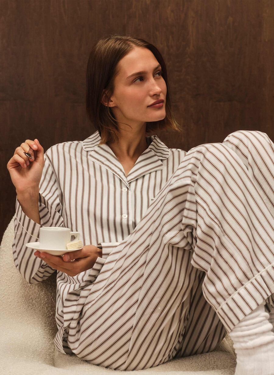 pantaloni da pigiama in popeline laze joel stripe b wtch