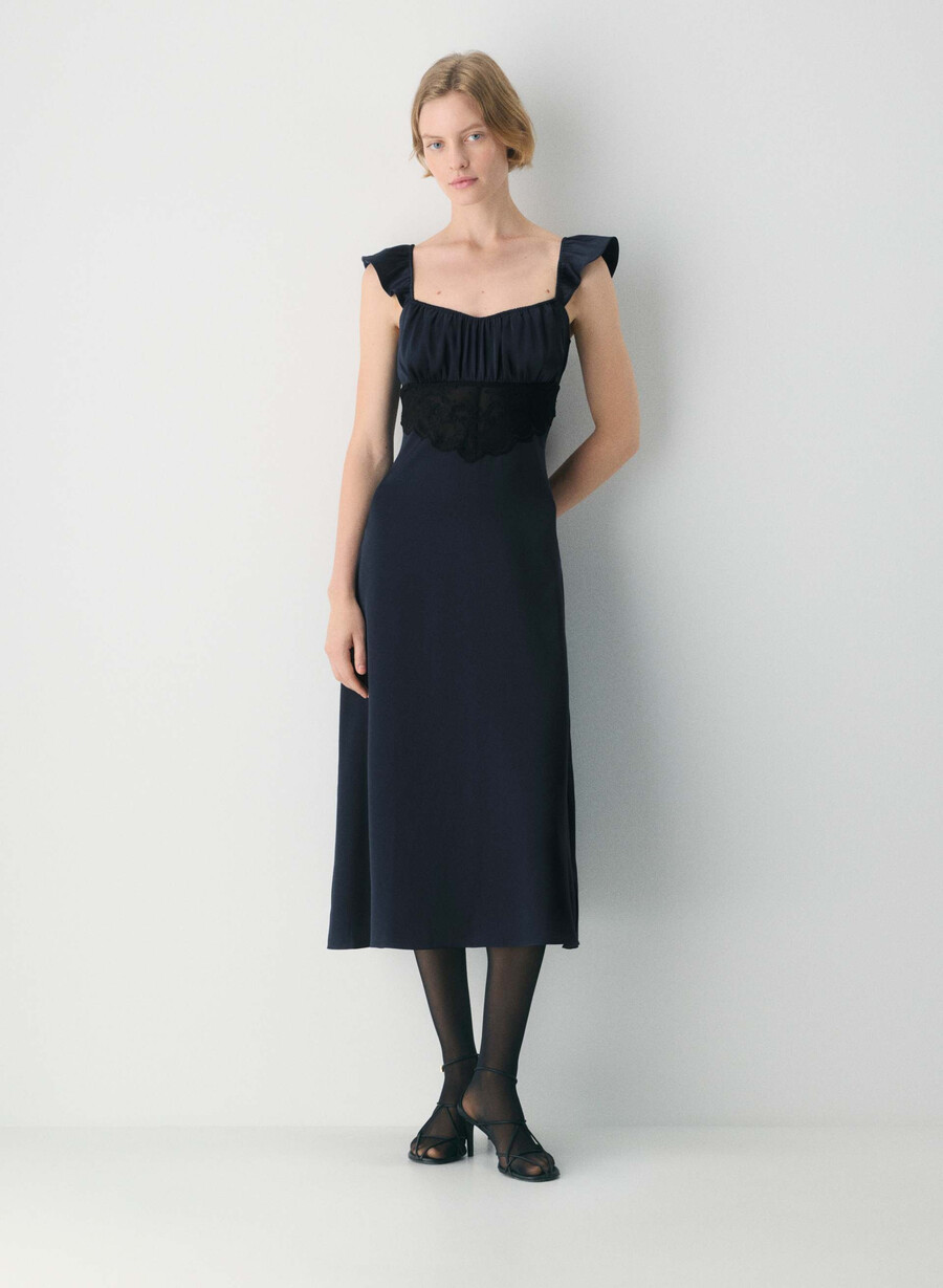 abito in raso magnate dark navy