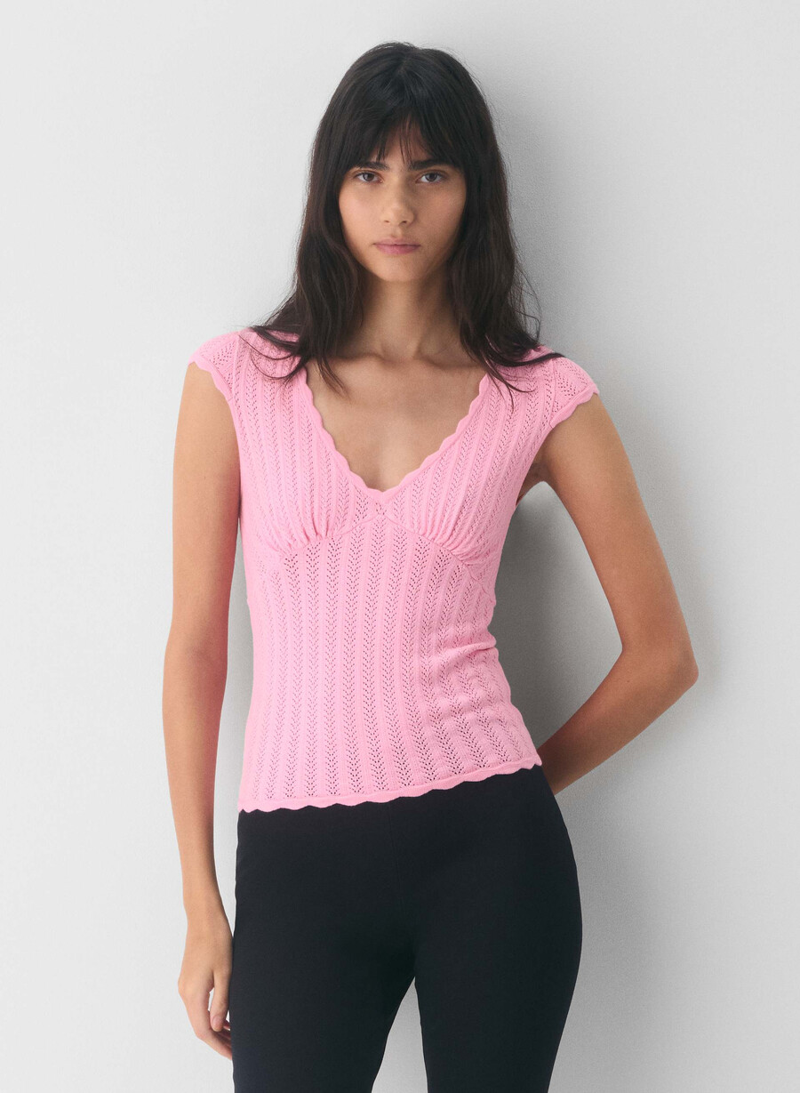 sinossi top - wonder yarn jellybean pink