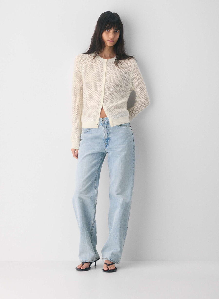 cardigan in lana e cashmere comma betulla chiara