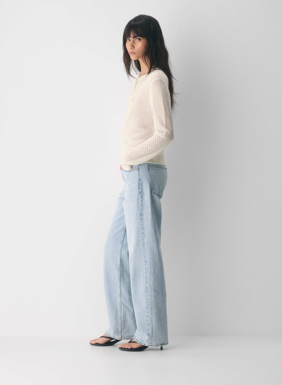 cardigan in lana e cashmere comma betulla chiara