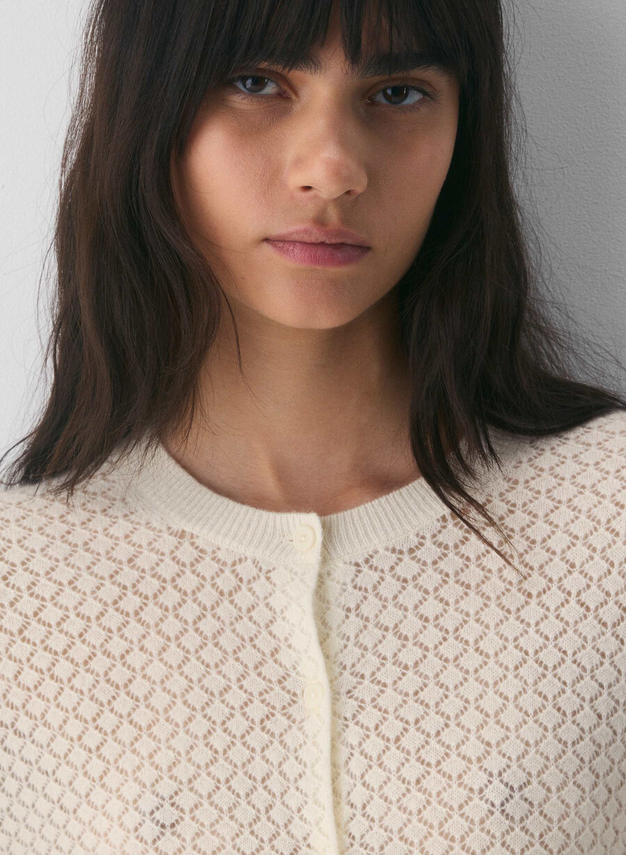cardigan in lana e cashmere comma betulla chiara