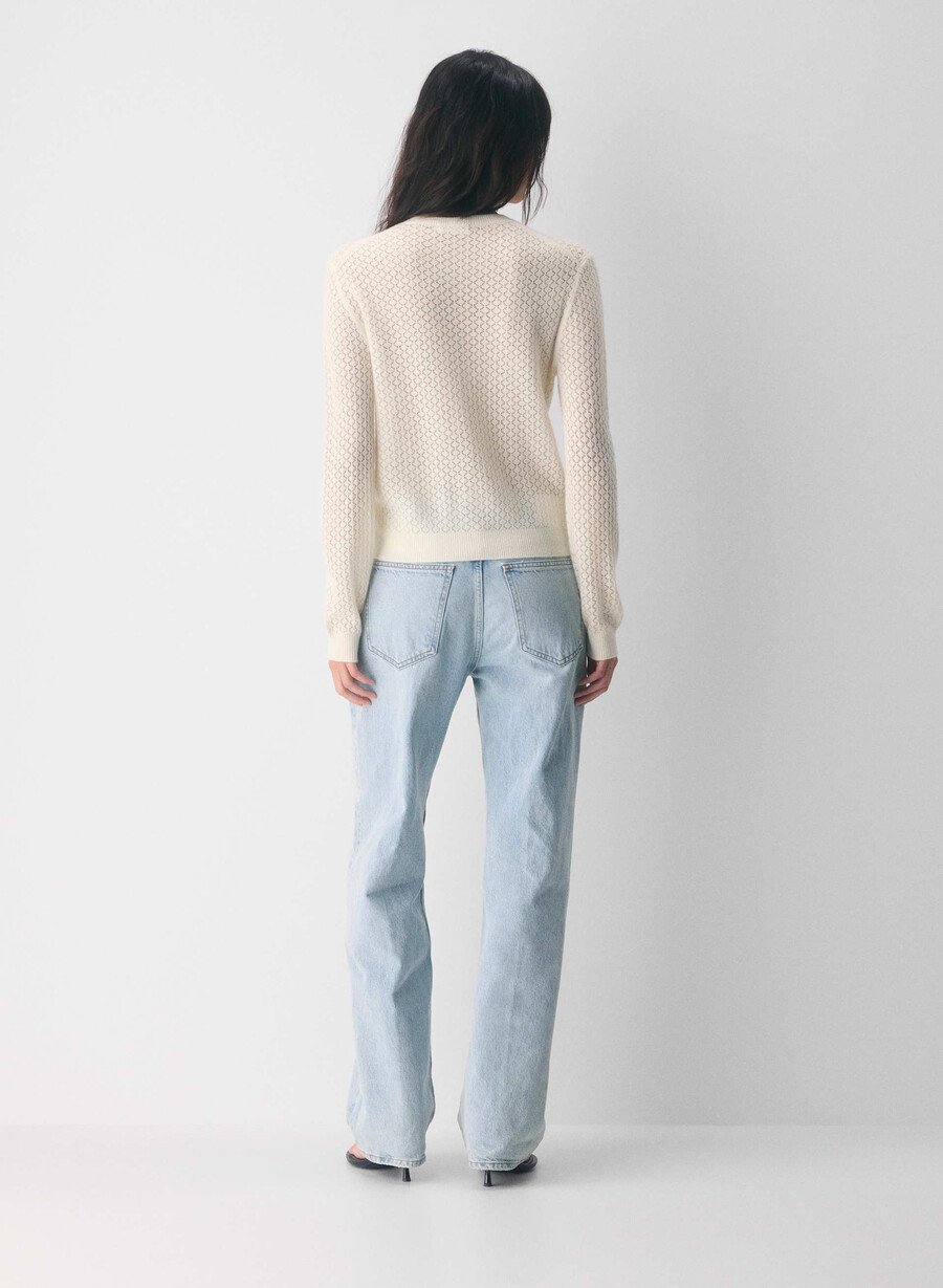cardigan in lana e cashmere comma betulla chiara