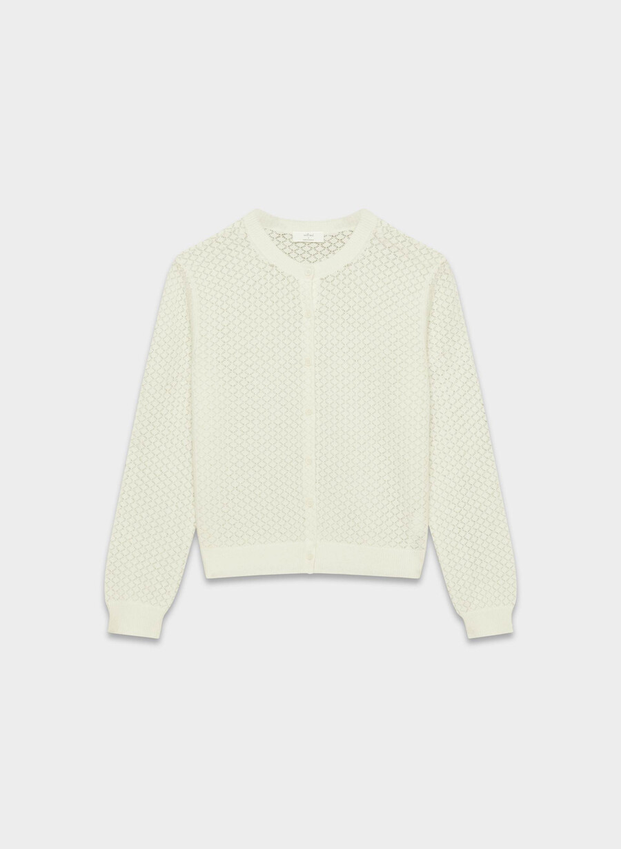 cardigan in lana e cashmere comma betulla chiara