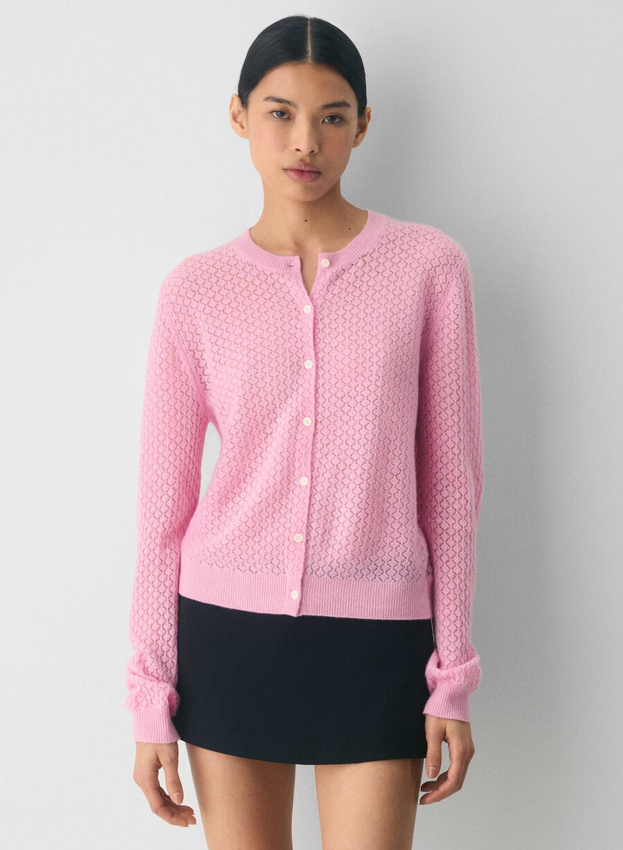 cardigan in lana e cashmere comma jellybean pink