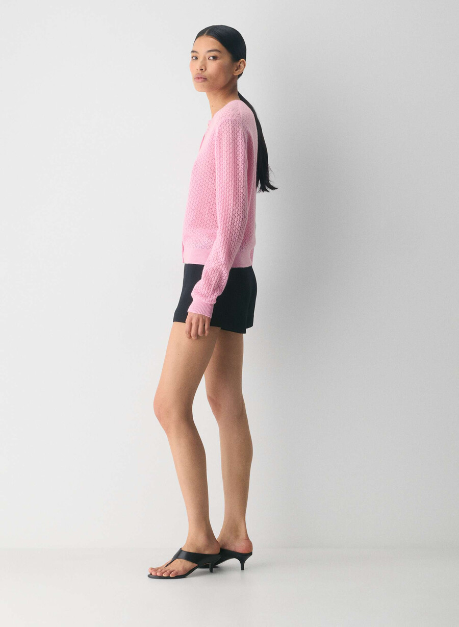 cardigan in lana e cashmere comma jellybean pink