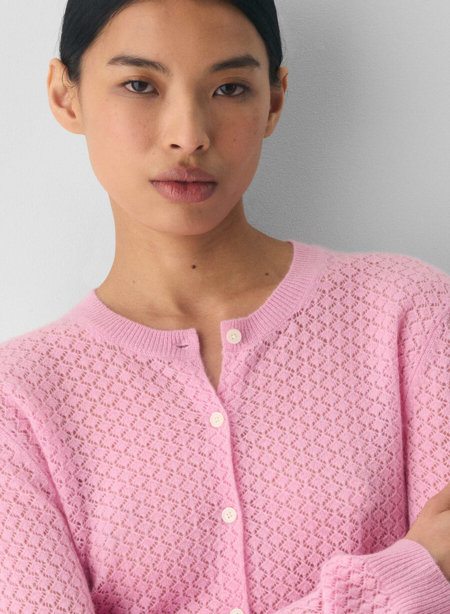 cardigan in lana e cashmere comma jellybean pink