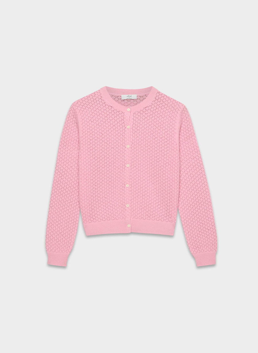 cardigan in lana e cashmere comma jellybean pink