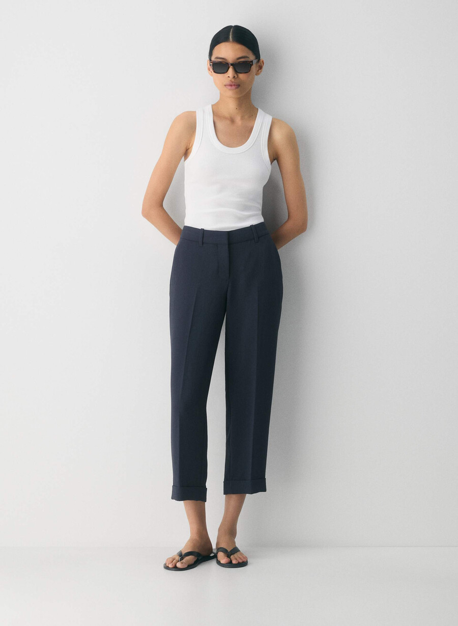 pantaloni spire - crepette dark navy
