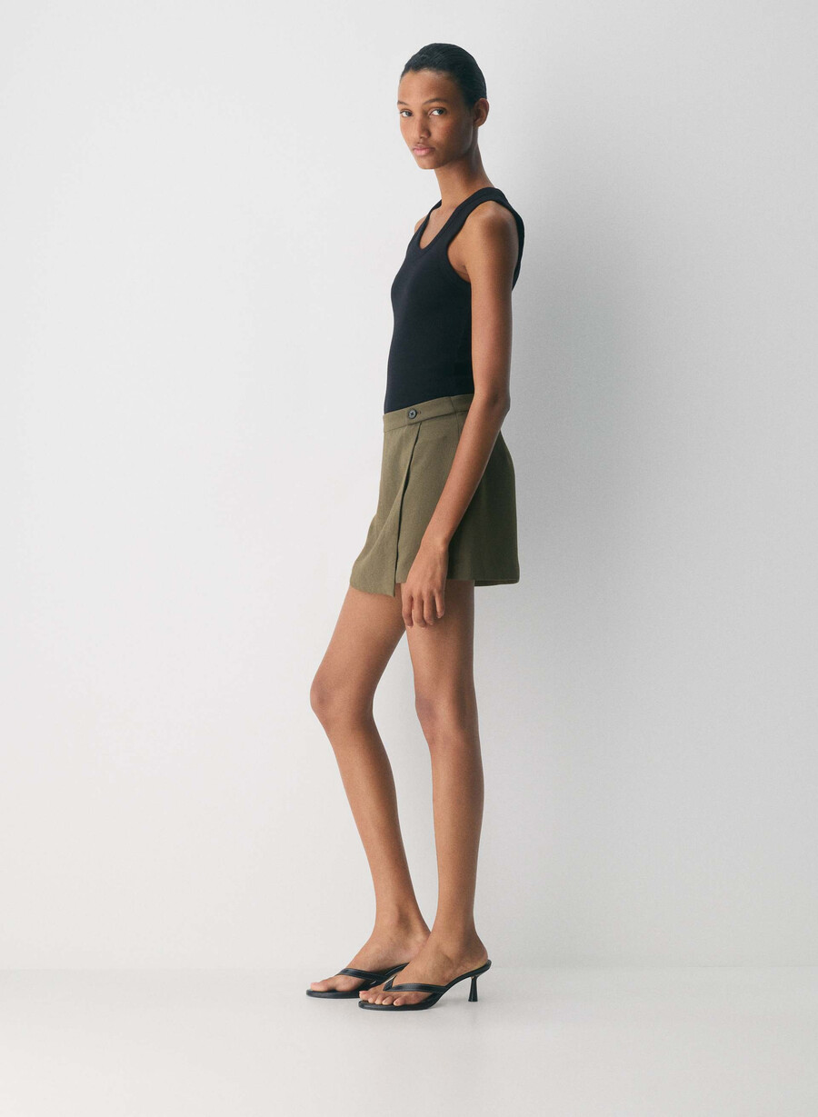 corbel skort - crepette oliva scura