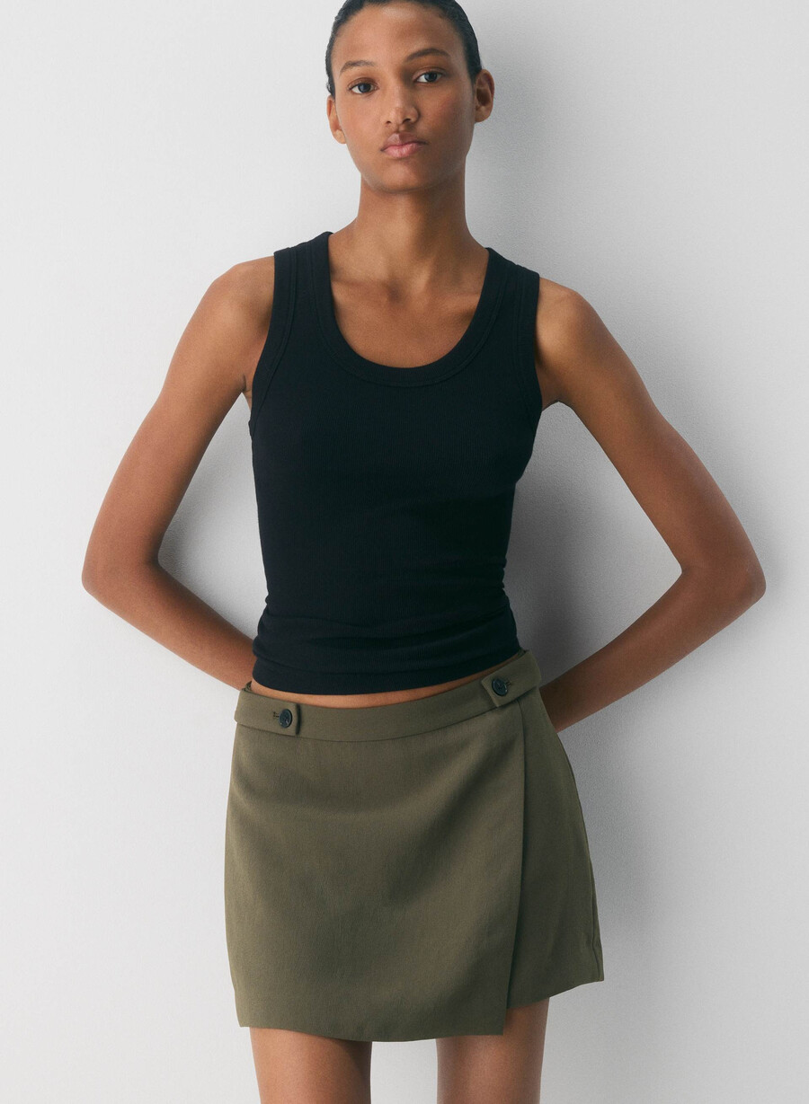 corbel skort - crepette oliva scura