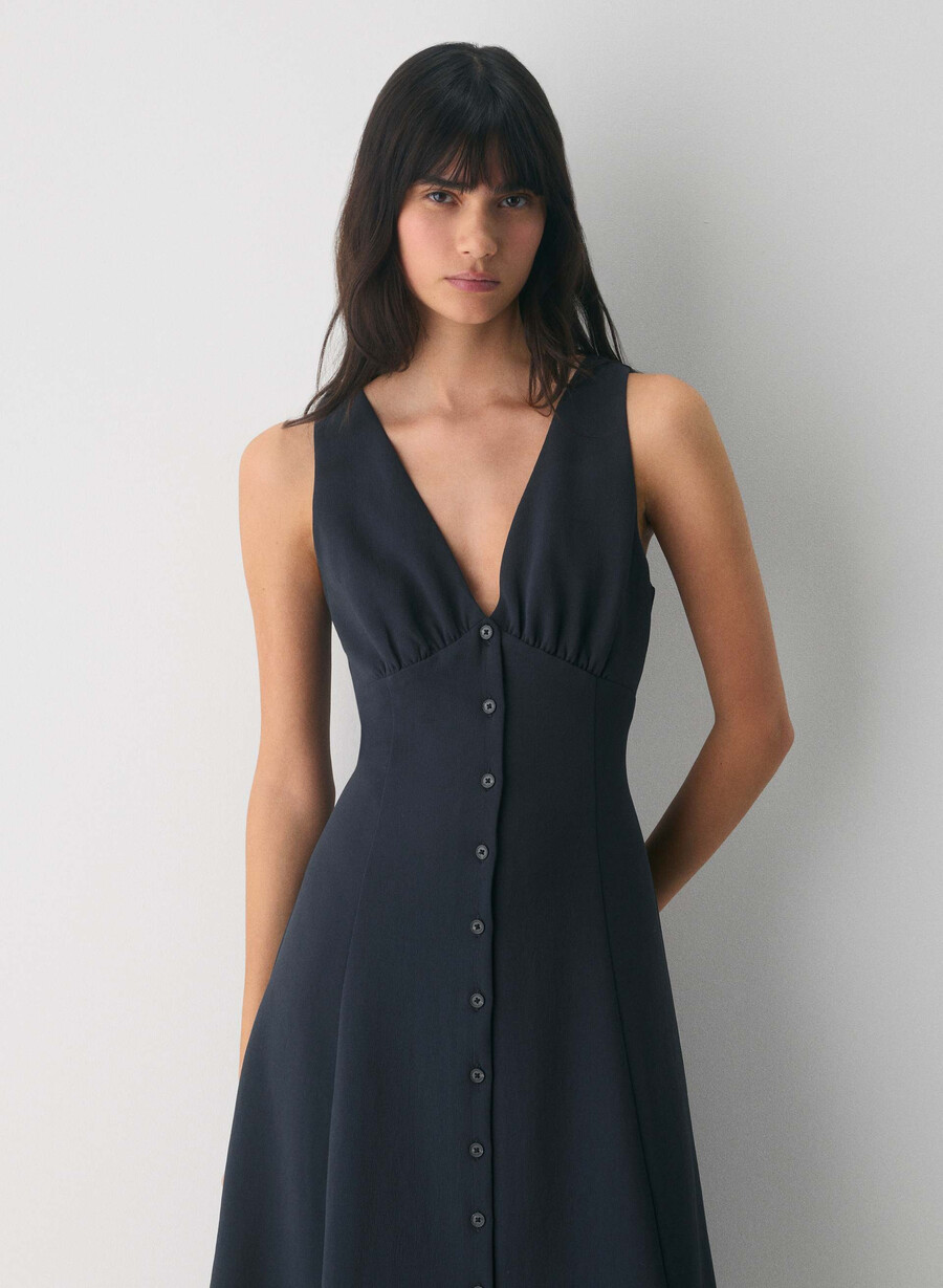 abito pagoda - crepette dark navy