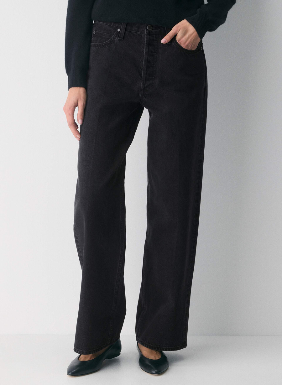 denim forum jeans con risvolto a vita bassa vintage anni 90 eyeliner nero