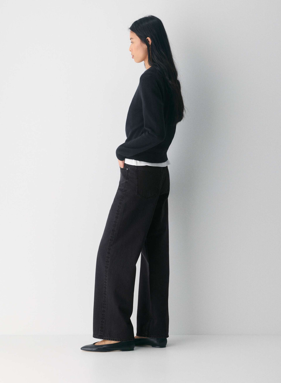 denim forum jeans con risvolto a vita bassa vintage anni 90 eyeliner nero
