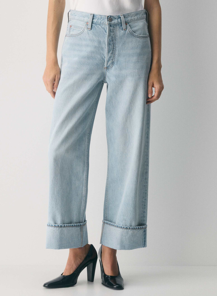 denim forum jeans vintage a vita bassa con risvolto anni 90 15 anni brl thr blu